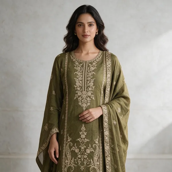 Olive_Embroidered_Ethnic_Suit_Fabric_For_Women