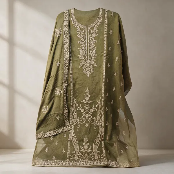Olive_Embroidered_Ethnic_Suit_Fabric_For_Women