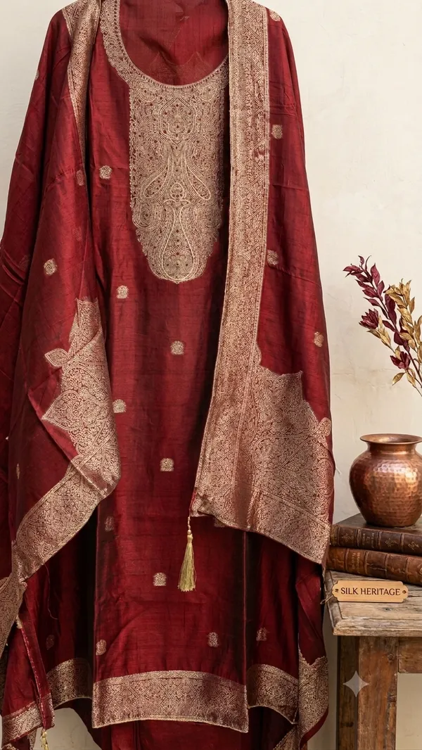 Maroon_Silk_Embroidered_Kurta_Set_for_Women
