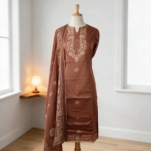Brown_Floral_Embroidered_Ethnic_Suit_Set_For_Women