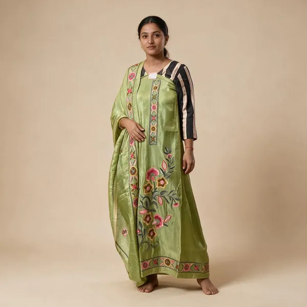 Green_Embroidered_Kurta_Dupatta_Set_For_Women
