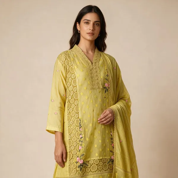 Yellow_Embroidered_Ethnic_Suit_Set_For_Women