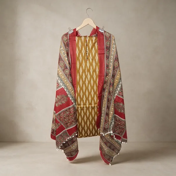 Mustard_Printed_Kurta_With_Dupatta_For_Women