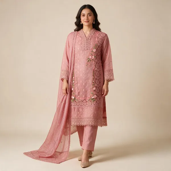 Pink_Embroidered_Three_Piece_Suit_Set_For_Women