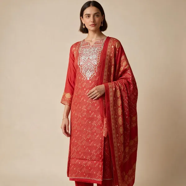 Red_Embroidered_Straight_Kurta_Suit_Set_For_Women