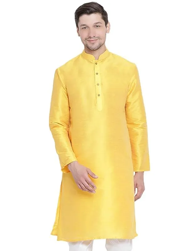 Classic_And_Contemporary_Kurta_And_Kurta_Sets_For_Men_Of_Yellow_Color