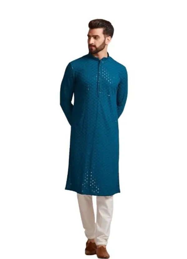 Men_Embroidered_Sequin_Kurta_Of_Eletric_Blue_Color