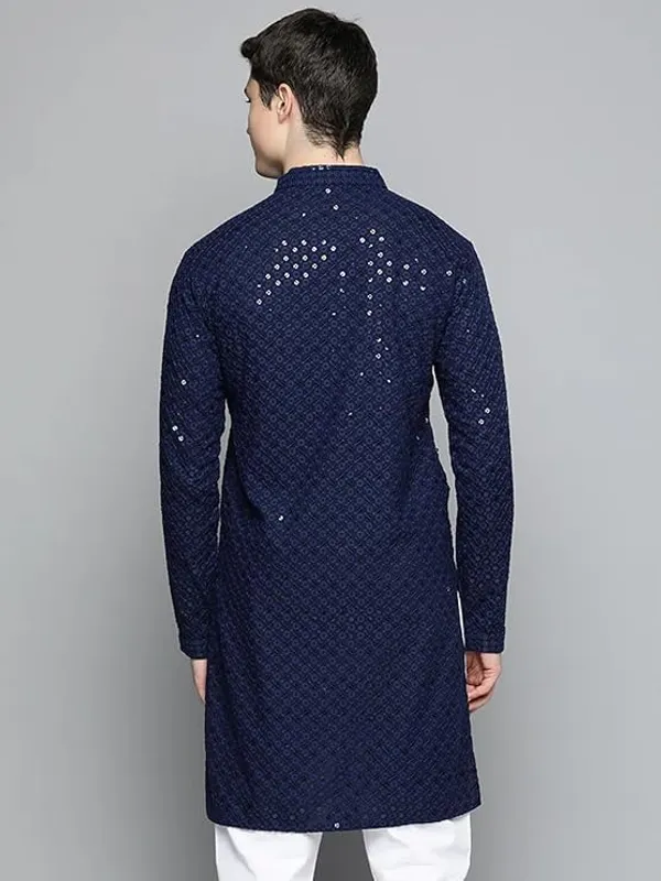 Men_Embroidered_Sequin_Kurta_Of_BLUE_Color