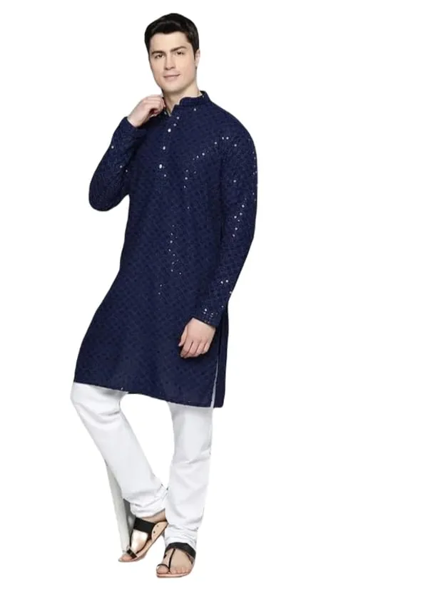 Men_Embroidered_Sequin_Kurta_Of_BLUE_Color