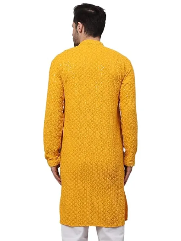 Men_Embroidered_Sequin_Kurta_Of_YELLOW_Color