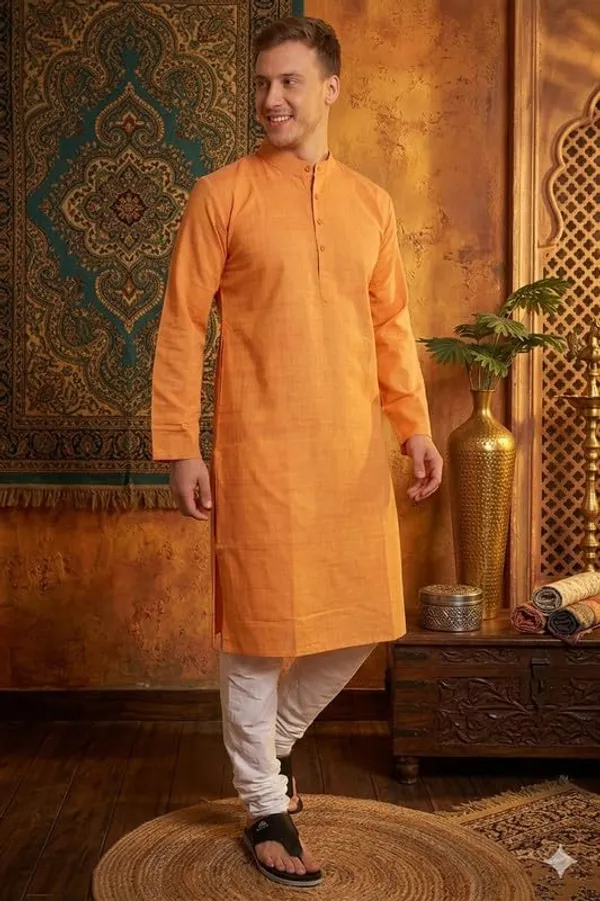 Kurta_For_Man_Men_S_Trendy_Kurta_Men_S_Casual_Kurta_For_Wedding_Stylish_Full_Sleeve_Mandarin_Collar_Khadi_Cotton_Solid