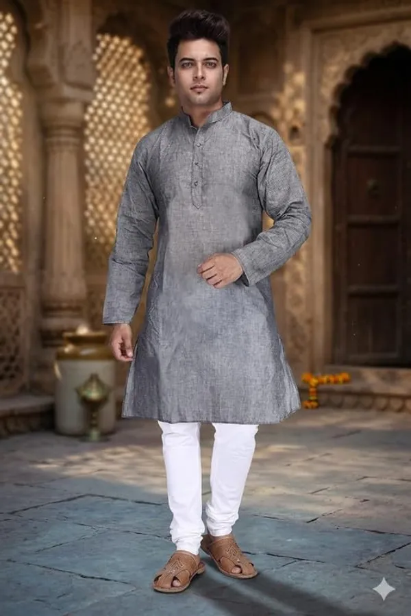 Kurta_For_Man_Men_S_Trendy_Kurta_Men_S_Casual_Kurta_For_Wedding_Stylish_Full_Sleeve_Mandarin_Collar_Khadi_Cotton_Solid