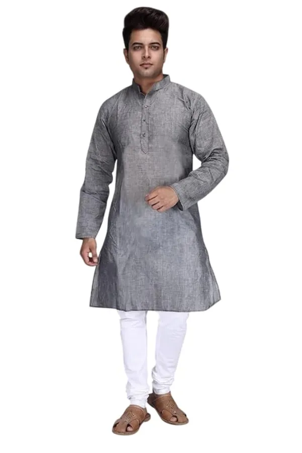 Kurta_For_Man_Men_S_Trendy_Kurta_Men_S_Casual_Kurta_For_Wedding_Stylish_Full_Sleeve_Mandarin_Collar_Khadi_Cotton_Solid