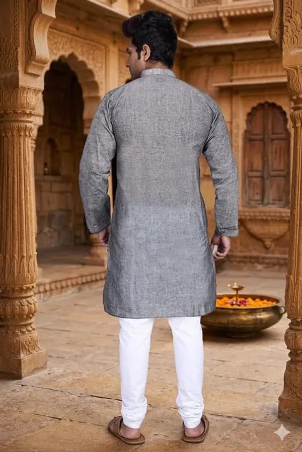 Kurta_For_Man_Men_S_Trendy_Kurta_Men_S_Casual_Kurta_For_Wedding_Stylish_Full_Sleeve_Mandarin_Collar_Khadi_Cotton_Solid