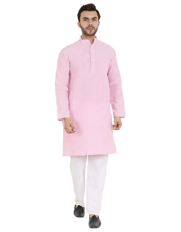 Kurta_For_Man_Men_S_Trendy_Kurta_Men_S_Casual_Kurta_For_Wedding_Stylish_Full_Sleeve_Mandarin_Collar_Khadi_Cotton_Solid