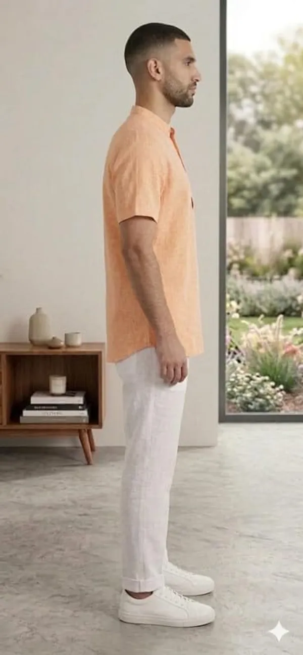 Kurta_For_Man_Men_S_Trendy_Short_Kurta_Men_S_Casual_Short_Kurta_Men_Shirt_For_Wedding_Stylish_Full_Sleeve_Mandarin_Collar_Khadi_Cotton_Solid