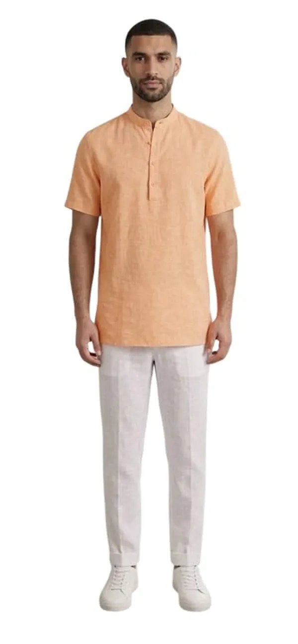 Kurta_For_Man_Men_S_Trendy_Short_Kurta_Men_S_Casual_Short_Kurta_Men_Shirt_For_Wedding_Stylish_Full_Sleeve_Mandarin_Collar_Khadi_Cotton_Solid