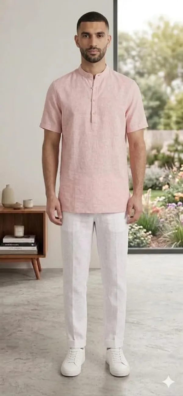Kurta_For_Man_Men_S_Trendy_Short_Kurta_Men_S_Casual_Short_Kurta_Men_Shirt_For_Wedding_Stylish_Full_Sleeve_Mandarin_Collar_Khadi_Cotton_Solid