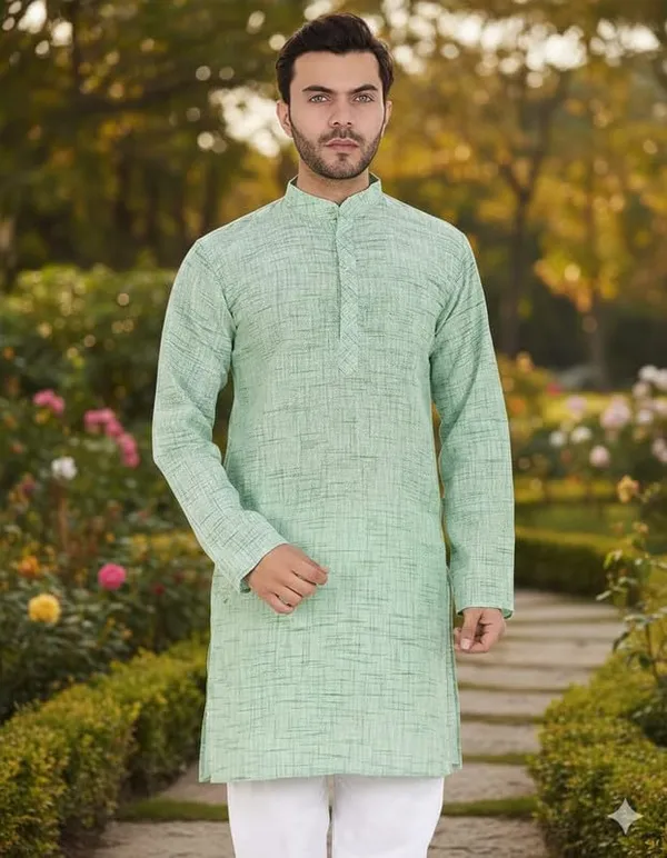 Kurta_For_Man_Men_S_Trendy_Kurta_Men_S_Casual_Kurta_For_Wedding_Stylish_Full_Sleeve_Mandarin_Collar_Khadi_Cotton_Slub
