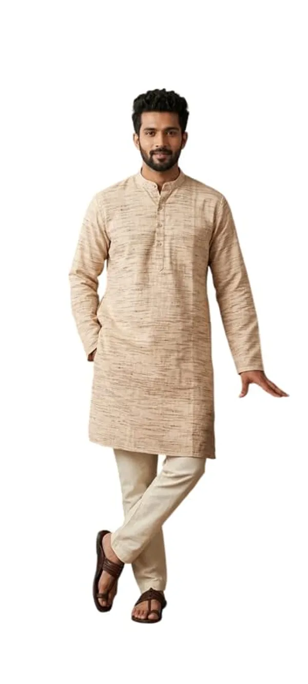 Kurta_For_Man_Men_S_Trendy_Kurta_Men_S_Casual_Kurta_For_Wedding_Stylish_Full_Sleeve_Mandarin_Collar_Khadi_Cotton_Slub