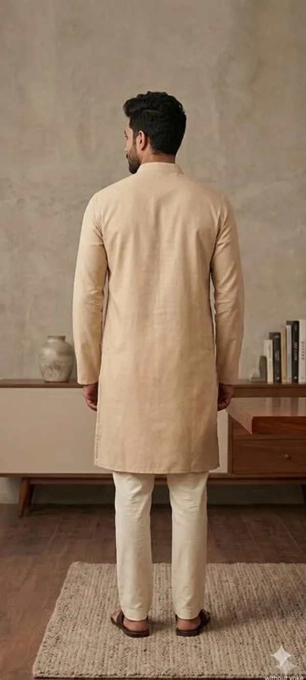 Kurta_For_Man_Men_S_Trendy_Kurta_Men_S_Casual_Kurta_For_Wedding_Stylish_Full_Sleeve_Mandarin_Collar_Khadi_Cotton_Solid