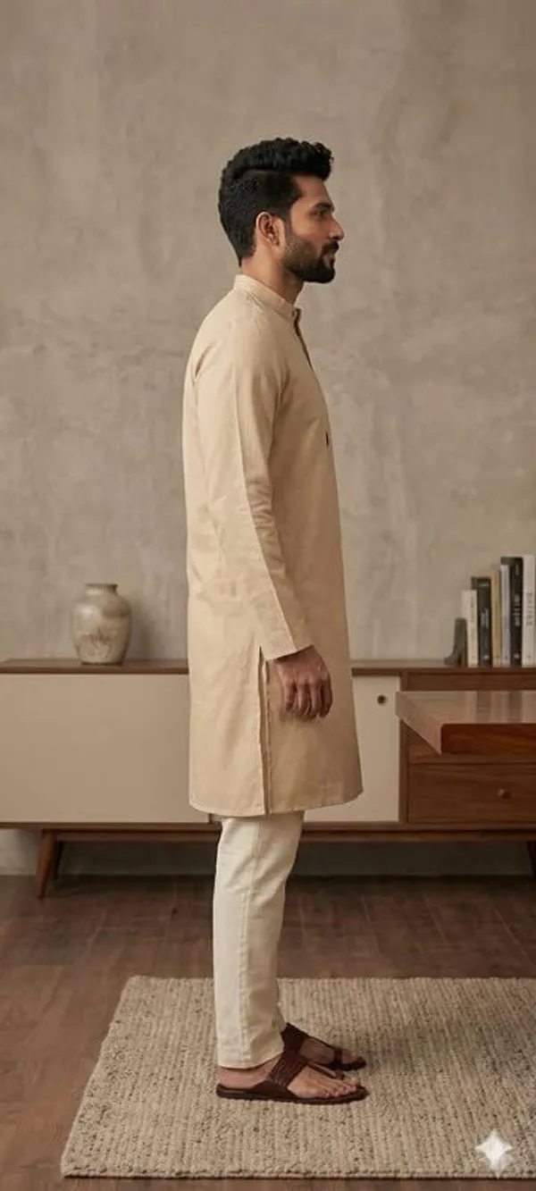 Kurta_For_Man_Men_S_Trendy_Kurta_Men_S_Casual_Kurta_For_Wedding_Stylish_Full_Sleeve_Mandarin_Collar_Khadi_Cotton_Solid