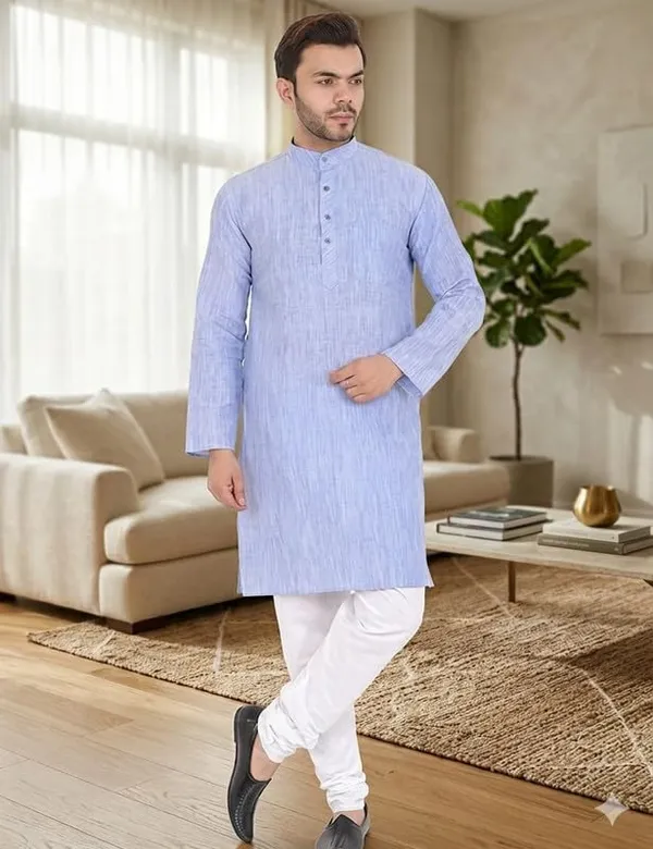 Kurta_For_Man_Men_S_Trendy_Kurta_Men_S_Casual_Kurta_For_Wedding_Stylish_Full_Sleeve_Mandarin_Collar_Khadi_Cotton_Solid