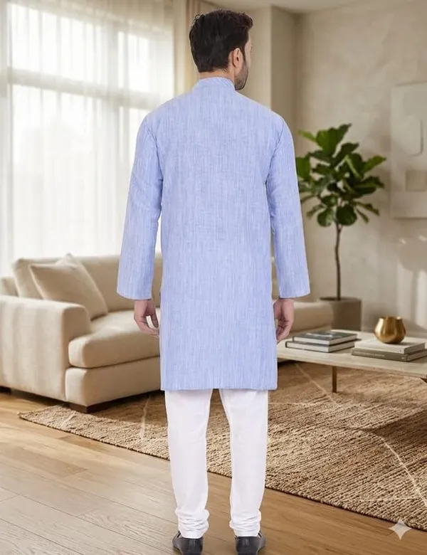 Kurta_For_Man_Men_S_Trendy_Kurta_Men_S_Casual_Kurta_For_Wedding_Stylish_Full_Sleeve_Mandarin_Collar_Khadi_Cotton_Solid
