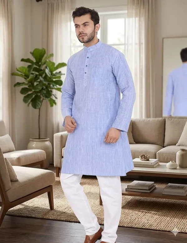 Kurta_For_Man_Men_S_Trendy_Kurta_Men_S_Casual_Kurta_For_Wedding_Stylish_Full_Sleeve_Mandarin_Collar_Khadi_Cotton_Solid