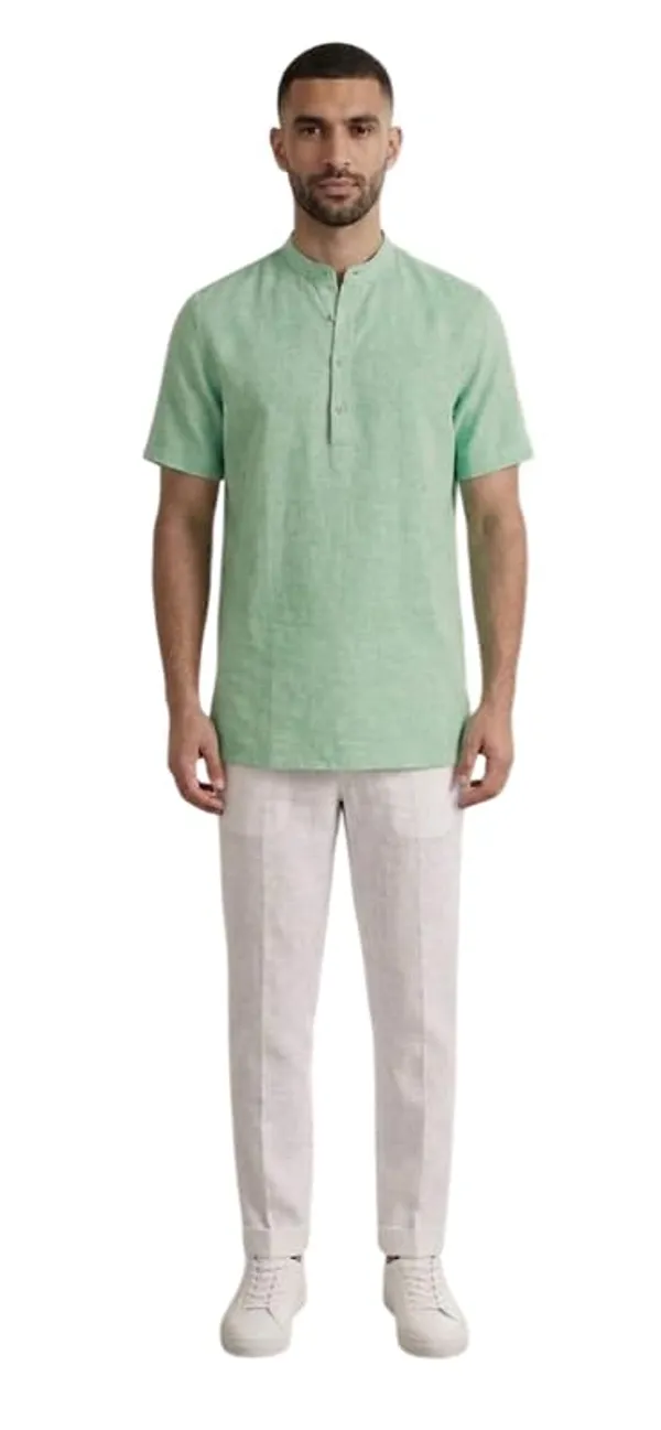Kurta_For_Man_Men_S_Trendy_Short_Kurta_Men_S_Casual_Short_Kurta_Men_Shirt_For_Wedding_Stylish_Full_Sleeve_Mandarin_Collar_Khadi_Cotton_Solid