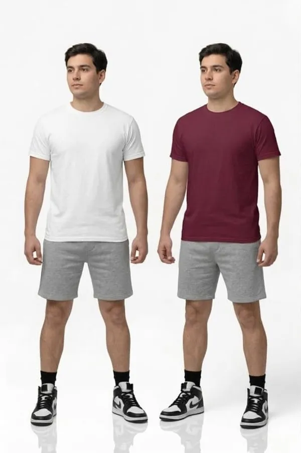 T_Shirt_For_Men_Pattern_Solid_Round_Neck_Cotton_Half_Sleeve_Idot_For_Gym_Sports_And_Daily_Use_Combo_Pack_Of_2_Men_S_T_Shirt