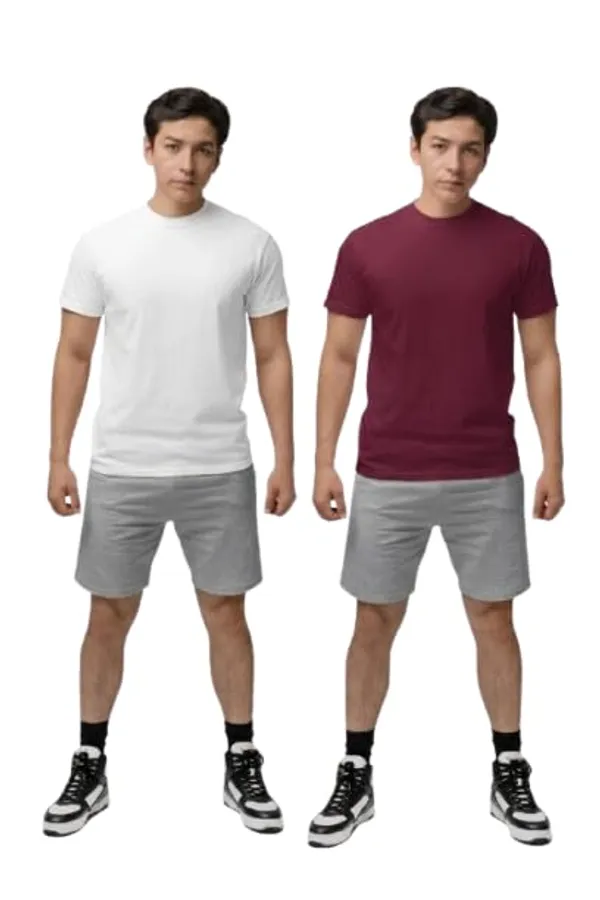 T_Shirt_For_Men_Pattern_Solid_Round_Neck_Cotton_Half_Sleeve_Idot_For_Gym_Sports_And_Daily_Use_Combo_Pack_Of_2_Men_S_T_Shirt