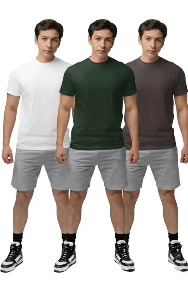 T_Shirt_For_Men_Pattern_Solid_Round_Neck_Cotton_Half_Sleeve_Idot_For_Gym_Sports_And_Daily_Use_Combo_Pack_Of_3_Men_S_T_Shirt