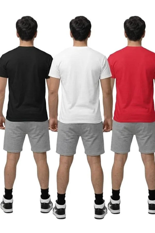 T_Shirt_For_Men_Pattern_Solid_Round_Neck_Cotton_Half_Sleeve_Idot_For_Gym_Sports_And_Daily_Use_Combo_Pack_Of_3_Men_S_T_Shirt