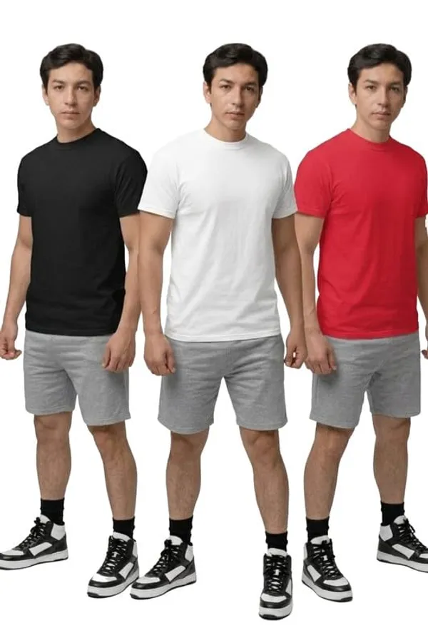 T_Shirt_For_Men_Pattern_Solid_Round_Neck_Cotton_Half_Sleeve_Idot_For_Gym_Sports_And_Daily_Use_Combo_Pack_Of_3_Men_S_T_Shirt