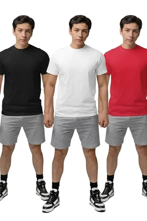 T_Shirt_For_Men_Pattern_Solid_Round_Neck_Cotton_Half_Sleeve_Idot_For_Gym_Sports_And_Daily_Use_Combo_Pack_Of_3_Men_S_T_Shirt