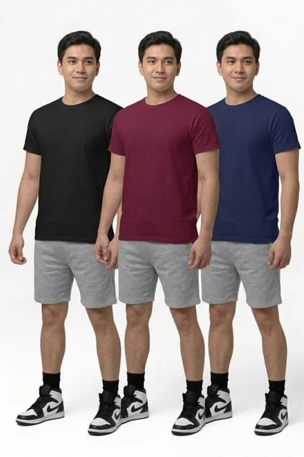T_Shirt_For_Men_Pattern_Solid_Round_Neck_Cotton_Half_Sleeve_Idot_For_Gym_Sports_And_Daily_Use_Combo_Pack_Of_3_Men_S_T_Shirt