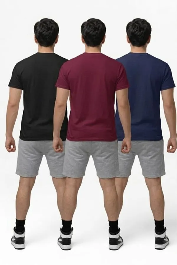 T_Shirt_For_Men_Pattern_Solid_Round_Neck_Cotton_Half_Sleeve_Idot_For_Gym_Sports_And_Daily_Use_Combo_Pack_Of_3_Men_S_T_Shirt