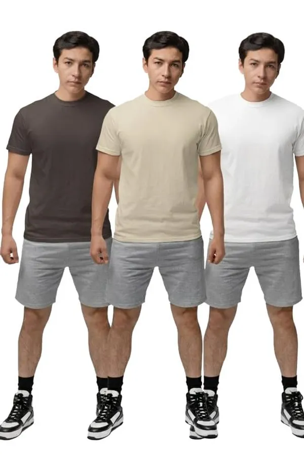 T_Shirt_For_Men_Pattern_Solid_Round_Neck_Cotton_Half_Sleeve_Idot_For_Gym_Sports_And_Daily_Use_Combo_Pack_Of_3_Men_S_T_Shirt