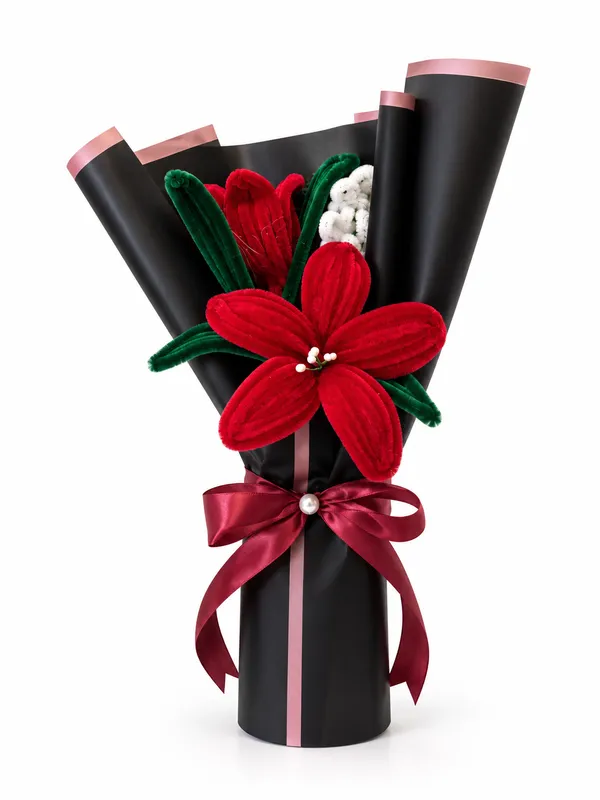 Foreverlove24_Pink_Nylon_Single_Red_Flower_Bouquet_For_Gifting