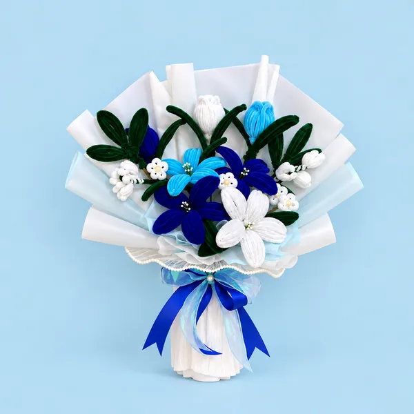 Foreverlove24_Blue_Nylon_Flower_Bouquet_For_Gifting