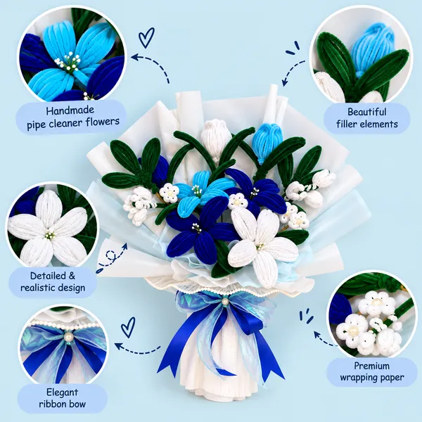 Foreverlove24_Blue_Nylon_Flower_Bouquet_For_Gifting