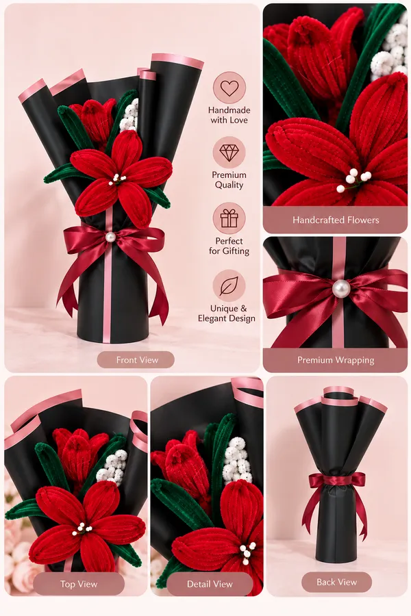 Foreverlove24_Pink_Nylon_Single_Red_Flower_Bouquet_For_Gifting