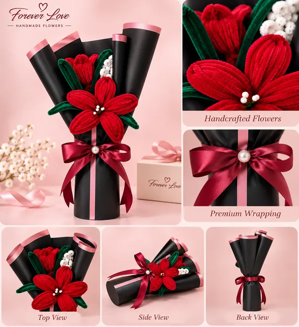 Foreverlove24_Pink_Nylon_Single_Red_Flower_Bouquet_For_Gifting
