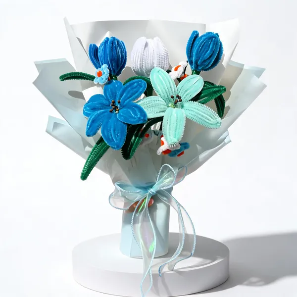 Foreverlove24_Blue_Nylon_Flower_Bouquet_For_Gifting