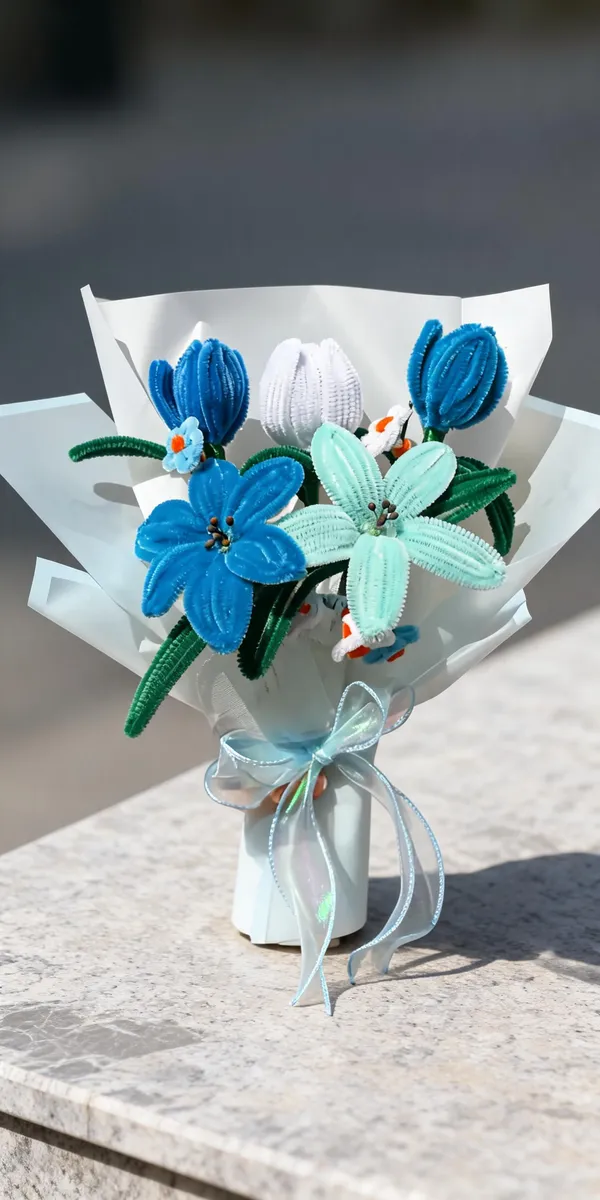 Foreverlove24_Blue_Nylon_Flower_Bouquet_For_Gifting