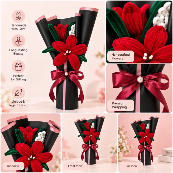 Foreverlove24_Pink_Nylon_Single_Red_Flower_Bouquet_For_Gifting