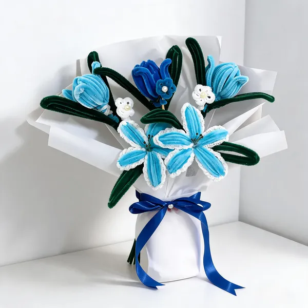 Foreverlove24_Blue_Nylon_Flower_Bouquet_For_Gifting