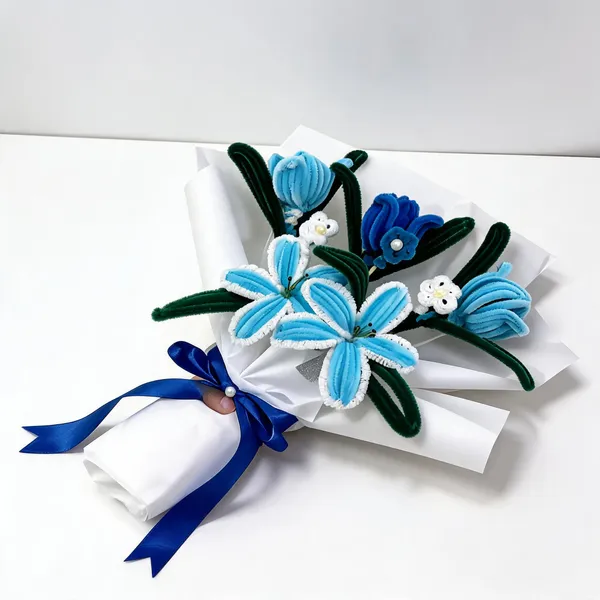 Foreverlove24_Blue_Nylon_Flower_Bouquet_For_Gifting