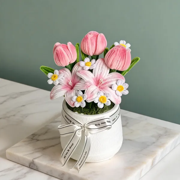 Foreverlove24_Pink_Nylon_Lily_Bouquet_For_Gifting